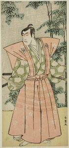 Skuespilleren Matsumoto Koshiro IV som Hatakeyama Shigetada forklædt som Honjo Soheiji () i skuespillet Edo no Fuji Wakayagi Soga (), opført på Nakamura-teatret () i den første måned, 1789 () af Katsukawa Shun