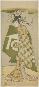 Skuespilleren Osagawa Tsuneyo II som Oiso no Tora i stykket Gohiiki no Hana Aikyo Soga, opført på Kawarazaki-teatret i den første måned, 1794 af Katsukawa Shun
