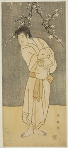 Skuespilleren Sawamura Sojuro III som munken Seigen () i skuespillet Saikai Soga Nakamura (), opført på Nakamura-teatret () i den første måned, 1793 () af Katsukawa Shun