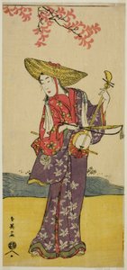 Skuespilleren Sawamura Tamagashira som spadserende musiker i stykket Dai Danna Kanjincho, opført på Kawarazaki-teatret i den ellevte måned, 1790 af Katsukawa Shun