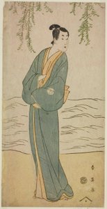 Skuespilleren Segawa Kikunojo III som Chokichi i skuespillet Suda no Haru Geisha Katagi, opført på Kiri-teatret i den første måned, 1796 af Katsukawa Shun