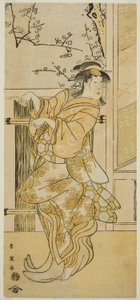Skuespilleren Segawa Kikunojo III som Kojoro-gitsune (kvindelig ræv) forklædt som Omiki i stykket Komachi-mura Shibai no Shogatsu, opført på Nakamura-teatret i den ellevte måned, 1789 af Katsukawa Shun