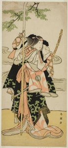 Skuespilleren Segawa Kikunojo III som Lady Tomoe (Tomoe Gozen) i stykket Yasa Gumbai Miyako no Jindori, opført på Miyako-teatret i den ellevte måned, 1793 af Katsukawa Shun