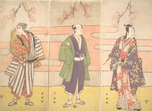 Tre uidentificerede skuespillere, ca. 1793. af Katsukawa Shun