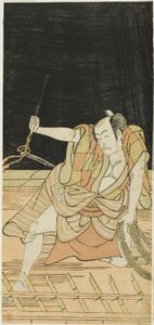Skuespillerne Nakamura Nakazô I som Danshichi Kurobei og Ichikawa Danjûrô V som Issun Tokubei i "Mirror of Osaka in the SummerFestival" ("Natsu MatsuriNaniwa Kagami")