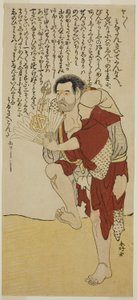 Skuespilleren Arashi Otohachi II som munken Hokaibo i stykket Edo Shitate Kosode Soga, opført på Morita-teatret i den første måned, 1777 af Katsukawa Shunkо̄