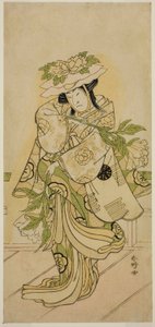 Skuespilleren Nakamura Nakazo I i en Shak-kyo-dans i stykket Aioi Jishi, opført på Ichimura-teatret i den fjerde måned, 1784 af Katsukawa Shunkо̄