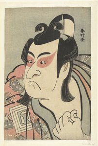 Busteportræt af skuespilleren Ichikawa Monnosuke II i rollen som Soga no Goro. af Katsukawa Shunko