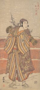 Matsumoto Sumezo som en mand i vinterdragt, der står i sneen, ca. 1785-90. af Katsukawa Shunko