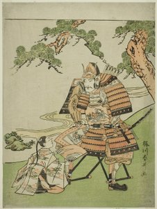 Teewarior Kusunoki Masashige (1294-1336) Bijing Farvel til Hisson Masatsura, ca. 1780 (Kor wo dback tryk; Chuban) af Katsukawa Shunsei