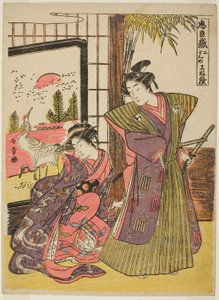 Anden akt: The House of Kakogawa Honzo fra stykket Chushingura (Treasury of Loyal Retainers) af Katsukawa Shunsho