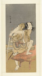 Skuespilleren Sawamura Sojuro III gør sig klar til en kamp af Katsukawa Shunsho