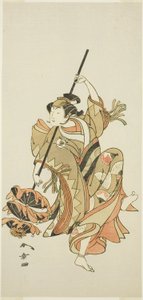 Skuespiller Iwai Hanshiro IV udfører den tredobbelte paraplydans i "Flower of Japan: Ono no Komachi