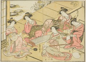 Courtesans of the Tamaya, fra bogen "Mirror of Beautiful Women of the Pleasure Quarters (Seiro bijin awase sugata kagami)," vol. 1 af Katsukawa Shunsho