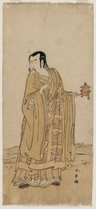 Ichimura Uzaemon IX som Shingen i A String of Prayer Beads Shaken at a Ribbon of Waterfall af Katsukawa Shunsho