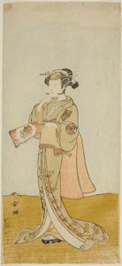 Skuespilleren Arashi Hinaji i en uidentificeret kvinderolle af Katsukawa Shunsho
