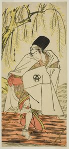 Skuespilleren Bando Mitsugoro I som shintopræsten Goinosuke forklædt som en hvid hejres ånd i skuespillet Sakikaese Yuki no Miyoshino, opført på Morita Theatre i den ellevte måned, 1781 af Katsukawa Shunsho