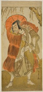Skuespilleren Ichikawa Danjuro V som Akushichibye Kagekiyo forklædt som en tigger i skuespillet Tsukisenu Haru Hagoromo Soga, opført på Ichimura Theatre i den tredje måned, 1777 af Katsukawa Shunsho