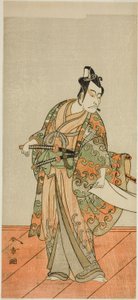 Skuespilleren Ichikawa Danjuro V som Kudo Kanaishi (?) i stykket Izu-goyomi Shibai no Ganjitsu (?), opført på Morita Theatre (?) i den ellevte måned, 1772 (?) af Katsukawa Shunsho