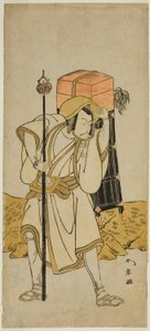 Skuespilleren Ichikawa Danjuro V som Moriya no Daijin Forklædt som Rokuju-rokubu i skuespillet Miya-bashira Iwao no Butai, opført på Morita Theatre i den syvende måned, 1773 af Katsukawa Shunsho