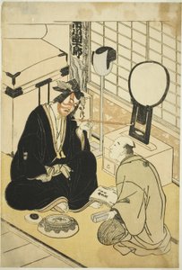 Skuespilleren Ichikawa Danjuro V i sit omklædningsrum af Katsukawa Shunsho