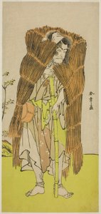 Skuespilleren Ichikawa Ebizo III som Akushichibye Kagekiyo forklædt som tigger i stykket Kamuri Kotoba Soga no Yukari, opført på Ichimura Theatre i den første måned, 1776 af Katsukawa Shunsho