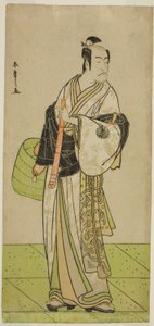 Skuespilleren Ichikawa Ebizo som Kudo Suketsune forklædt som en Komuso i stykket Waka Murasaki Edokko Soga, opført på Ichimura Theatre i den første måned, 1792 af Katsukawa Shunsho