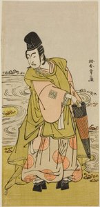 Skuespilleren Ichikawa Yaozo II som Shii no Shosho Okinori i skuespillet Sugata no Hana Yuki no Kuronushi, opført på Ichimura Theatre i den ellevte måned, 1776 af Katsukawa Shunsho