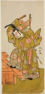 Ledsaget af Uzaemon Ichimura, Doctor X Som den ledsagende sorte mester Te Pay Den sorte mester af blomster og sne i form af Perfor med At Te Ichimura Gate th, 1776 af Katsukawa Shunsho
