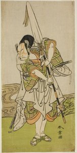 Skuespilleren Nakamura Juzo II som Asahara Hachiro forklædt som tjeneren af en fyrstelig familie i stykket Onna Aruji Hatsuyuki no Sekai, opført på Morita Theatre i den ellevte måned, 1773 af Katsukawa Shunsho