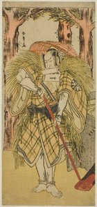 Skuespilleren Nakamura Nakazo I som Hakamadare Yasusuke eller Watanabe no Tsuna (?) i stykket Shintenno Tonoi no Kisewata (?), opført på Nakamura Theatre (?) i den ellevte måned, 1781 (?) af Katsukawa Shunsho