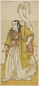 Skuespilleren Nakamura Nakazo I som Kusunoki Masayuki forklædt som Uji no Joetsu i stykket Go Taiheiki Shirishi-banashi, opført på Morita Theatre i den fjerde måned, 1780 af Katsukawa Shunsho