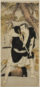 Skuespilleren Nakamura Nakazo I som Ono Sadakuro i skuespillet Kanadehon Chushingura, opført på Ichimura Theatre i den sjette måned, 1783 af Katsukawa Shunsho