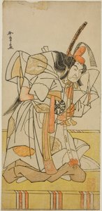 Skuespilleren Nakamura Nakazo I som prins Takahiro i Play Date Nishiki Tsui no Yumitori, opført på Morita Theatre i den ellevte måned, 1778 af Katsukawa Shunsho