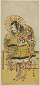 Nakamura Nakazo I som Takechi Jubei Mitsuhide i stykket Shusse Taiheiki, opført på Nakamura Theatre i den ottende måned af af Katsukawa Shunsho