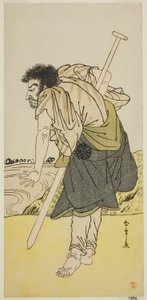 Skuespilleren Nakamura Nakazo I som den frafaldne munk Dainichibo i skuespillet Edo Meisho Midori Soga, opført på Morita Theatre i den anden måned, 1779 af Katsukawa Shunsho