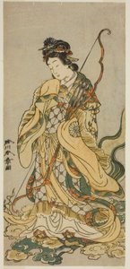Skuespilleren Nakamura Noshio I som Goddes Benzaiten af ​​Enoshima i skuespillet Onno Aruji Hatsuyuki no Sekai, opført på Morita Theatre i den ellevte måned, 1773 af Katsukawa Shunsho