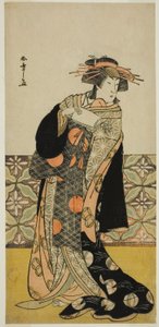 Skuespilleren Nakamura Riko I i en uidentificeret rolle af Katsukawa Shunsho