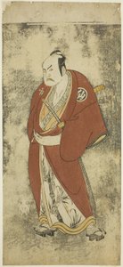 Skuespilleren Nakamura Sukegoro II som Kaminari Shokuro i Joruri "Gonin Otoko" (Fem ridderlige almue), spillede som en akt i Ayatsuri Kabuki Ogi (Mastery of the Fan in Kabuki), opført på Nakamura Theatre fra den tyvende dag i Syvende af Katsukawa Shunsho
