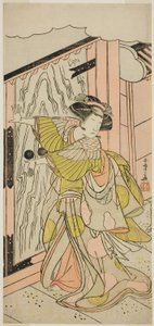 Skuespilleren Nakamura Tomijuro I som Lady Hangaku (Hangaku Gozen) i skuespillet Wada-gassen Onna Maizuru, opført på Nakamura Theatre i den syvende måned, 1777 af Katsukawa Shunsho