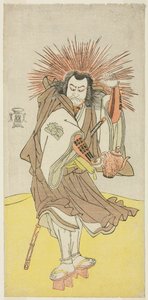 Skuespilleren Nakayama Kojuro VI som Osada no Taro Kagemune (i virkeligheden Hatcho Tsubute no Kiheiji), i skikkelse af en lygtemand fra Gion-helligdommen, i tredje akt fra første del af stykket Yukimotsu Take Furisode Genji (Sneklædt bambus: Genji i lange af Katsukawa Shunsho