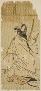 Skuespilleren Onoe Matsusuke I som prins Takanori i stykket "Kaeribana Eiyu Taiheiki," opført på Nakamura Theatre i den ellevte måned, 1779 af Katsukawa Shunsho