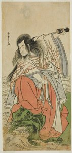 Skuespilleren Onoe Matsusuke I som pensioneret kejser Sutoku i skuespillet Kitekaeru Nishiki no Wakayaka, opført på Nakamura Theatre i den ellevte måned, 1780 af Katsukawa Shunsho