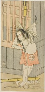 Skuespilleren Otani Hiroji III, muligvis som Akaneya Hanshichi i Play Fuji no Yuki Kaikei Soga (Sne på Mt. Fuji: The Soga Vendetta), opført på Ichimura Theatre fra den femtende dag i den første måned, 1770 af Katsukawa Shunsho