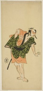 Skuespilleren Otani Hiroji III som Onio Shinzaemon (?) i Play Bunshin Sugatami Soga (?), opført på Morita Theatre (?) i den anden måned, 1765 (?) af Katsukawa Shunsho