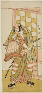 Oh c and r Sawamura Sojuro Good As Kobayashi no Asahina Saburo medlem Te Pay Kaku er god Komachi Soga, Perfor med At Te Nakamura Te r medlem Te Ima d Mon th, 1781 af Katsukawa Shunsho