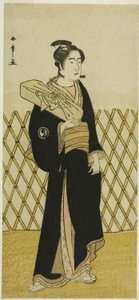 Skuespilleren Sawamura Sojuro III som frisøren Jirokichi i skuespillet Shida Choja-bashira, opført på Nakamura Theatre i den ottende måned, 1781 af Katsukawa Shunsho