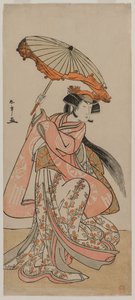 Skuespilleren Segawa Kikunojo II danser med en parasol af Katsukawa Shunsho