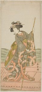 Skuespilleren Yoshizawa Iroha I som prinsesse Yosooi (Yosooi Hime) i skuespillet Kikujido Shuen no Iwaya, opført på Morita Theatre i den ellevte måned, 1775 af Katsukawa Shunsho