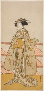 Skuespilleren Yoshizawa Iroha I som Tamamo no Mae (?) i stykket Sakuya Kono Hana no Kaomise (?), opført på Nakamura Theatre (?) i den ellevte måned, 1776 (?) af Katsukawa Shunsho